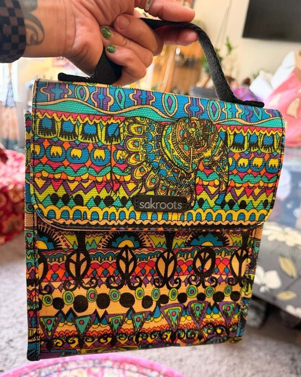 Sakroots Insulated Flap Lunch Tote Bag Radiant One World